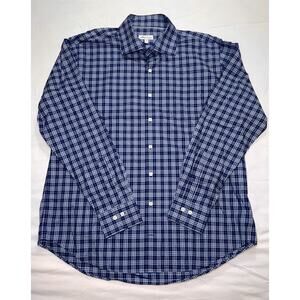 Peter Millar Dress Shirt Men's Size XL Blue White Plaid Long Sleeve Button Down